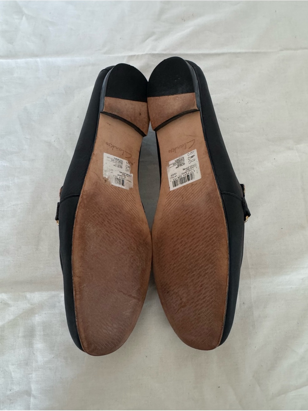 Clarks Black Leather Loafers with Leopard-Print Size 8M - Picture 8 of 8